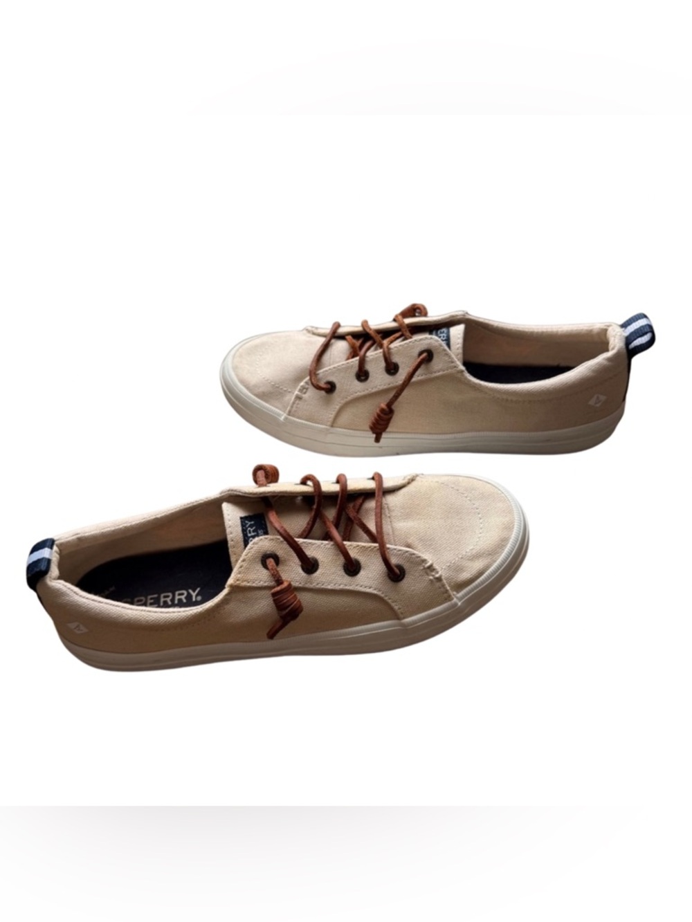 Sperry Crest Vibe Canvas Sneakers – Women’s 8.5, Tan Slip-On Boat Shoes